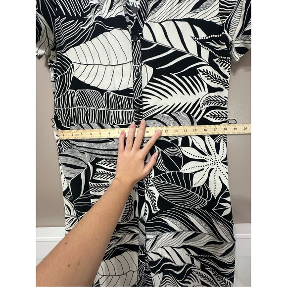 Farm Rio Black & White Button Up Adonidia Shirtdress Women's Medium Petite - Picture 9 of 11